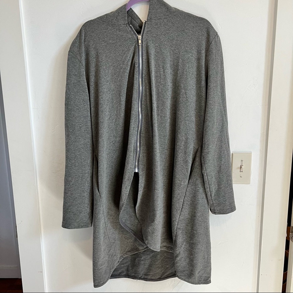 Stretchy gray half zip oversized hoodie